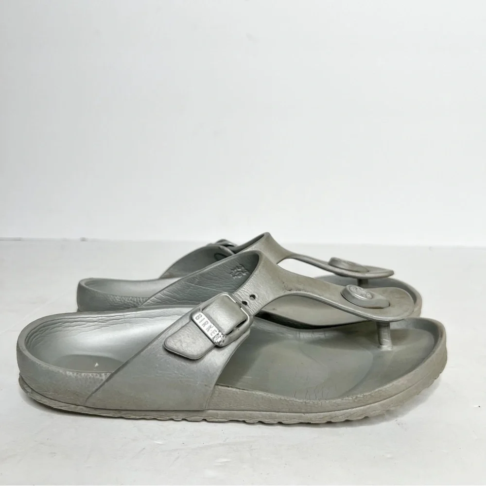 Birkenstock Gizeh Rubber Foam Sandals Grey Silver Size 33 Kids Size 2